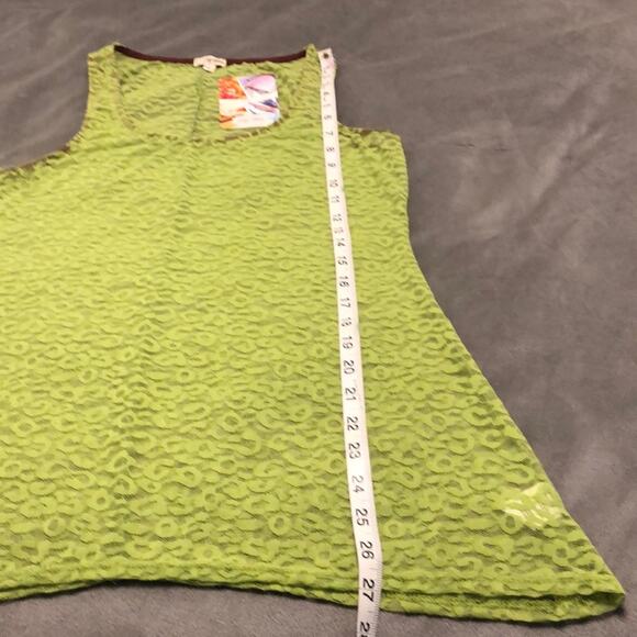 Lily White Green stretch lace Tunic Top Size Large Y2K - Picture 6 of 8